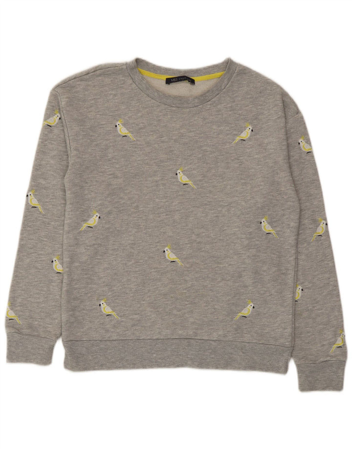 Marks & Spencer Dame Grafisk Sweatshirt Jumper UK 10 Lille Grå Polyester