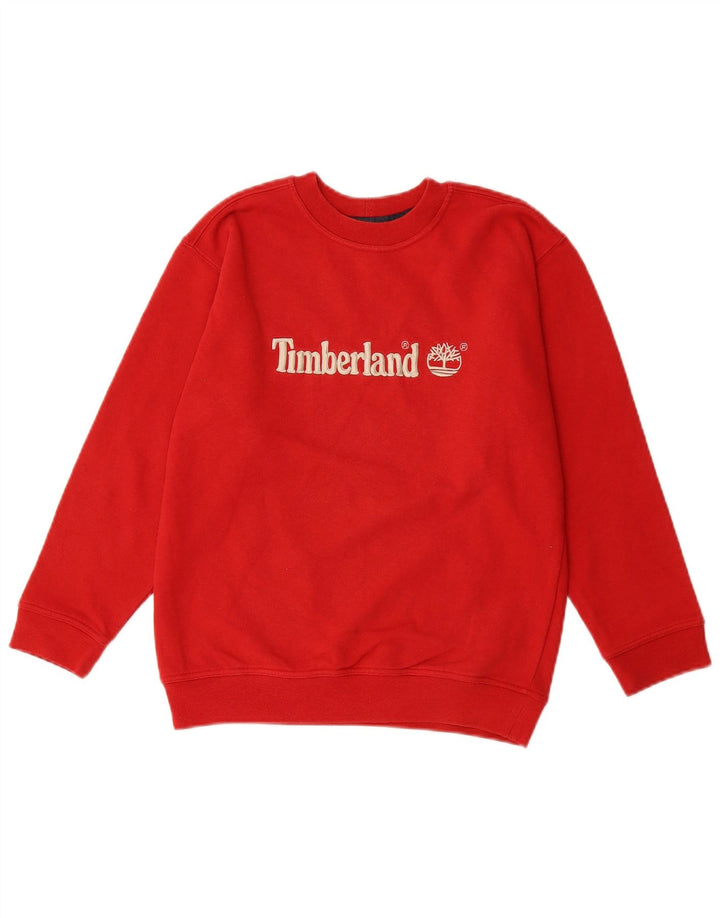 TIMBERLAND Boys Graphic Sweatshirt Jumper 9-10 Years Red Cotton