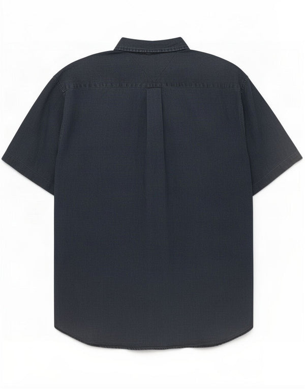 Tommy Hilfiger Kortærmet Herreskjorte XL Navy Blue Linen