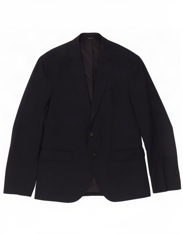 Massimo Dutti Herre 2-knaps blazerjakke EU 52 Large Navy Blue Wool