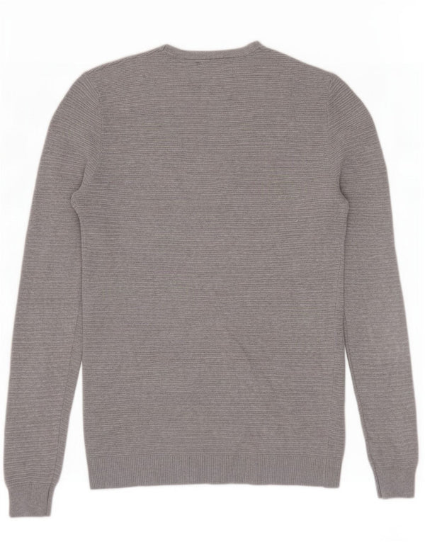 Zara Herre sweater med rund hals, mellemgrå bomuld