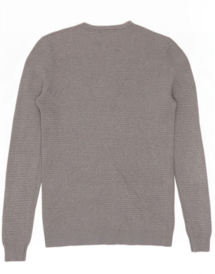 Zara Herre sweater med rund hals, mellemgrå bomuld