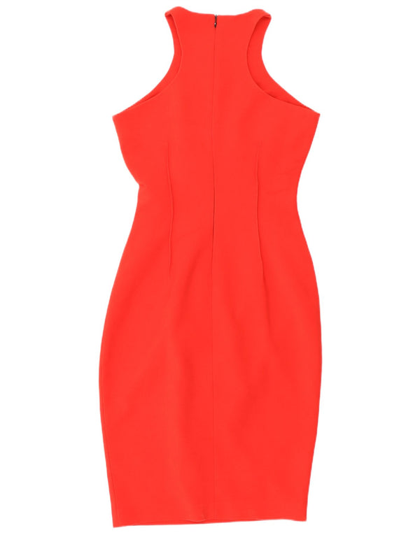 Zara Womens Sleeveless Bodycon Dress UK 10 Small Red Bomuld