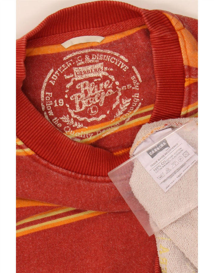 CARRERA Mens Graphic Sweatshirt Jumper Large Red Striped Cotton
