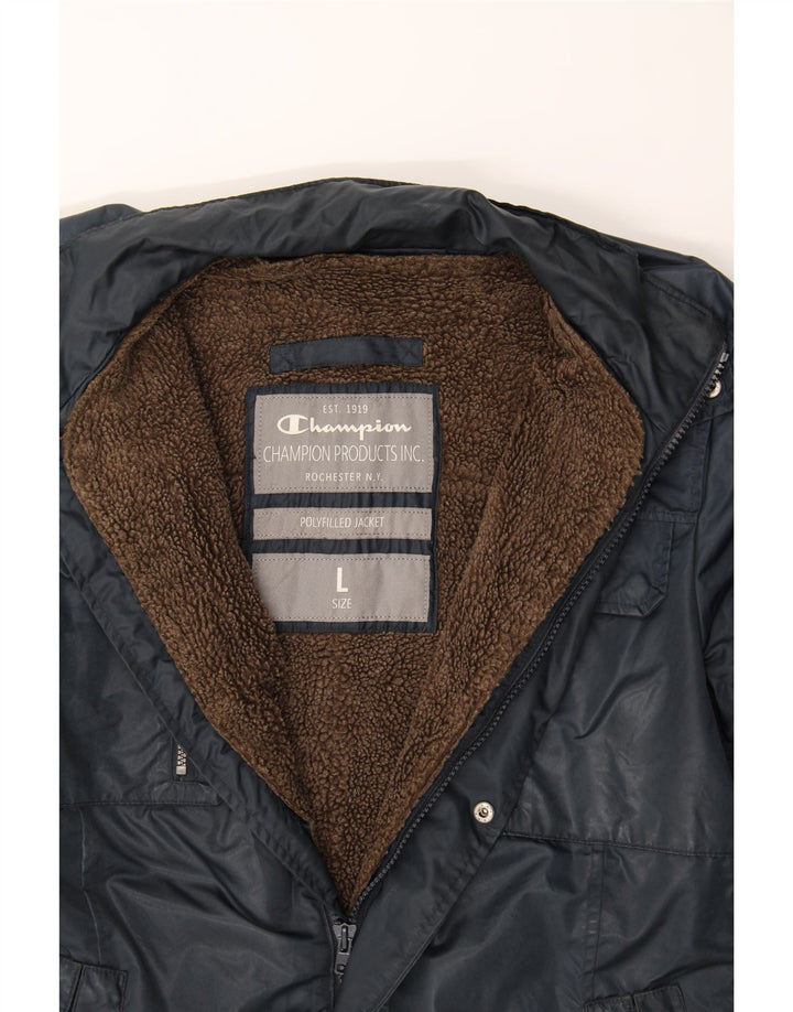 CHAMPION Mens Windbreaker Jacket UK 40 Large Navy Blue Polyamide Vintage Champion and Second-Hand Champion from Messina Hembry 