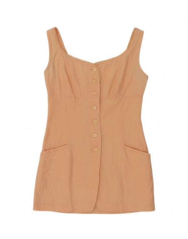 VINTAGE Womens Sleeveless Tunic Top UK 12 Medium Orange