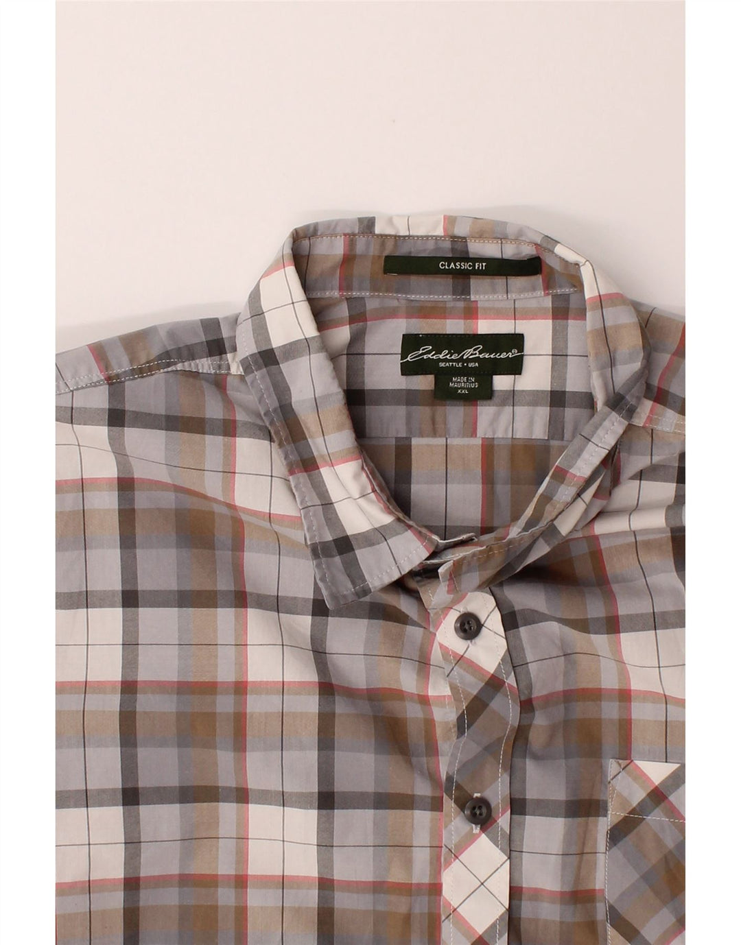 EDDIE BAUER Mens Classic Fit Short Sleeve Shirt 2XL Multicoloured Check Vintage Eddie Bauer and Second-Hand Eddie Bauer from Messina Hembry 