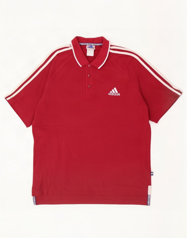 Adidas Polo skjorte til mænd UK 40/42 Medium Bourgogne bomuld