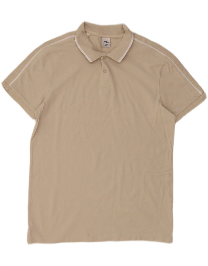 ZARA Mens Polo Shirt Medium Beige Vintage Zara and Second-Hand Zara from Messina Hembry 