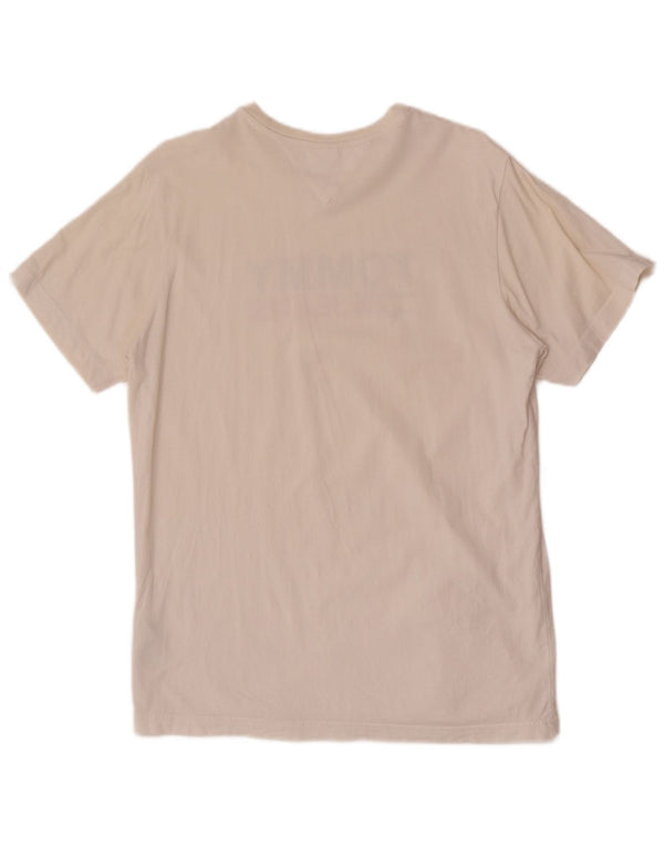 Tommy Hilfiger Herre grafisk T-shirt Top Medium Hvid Bomuld