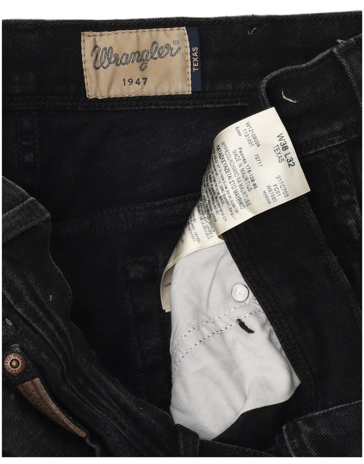 WRANGLER Herre Texas Straight Jeans W38 L32 Sort Bomuld