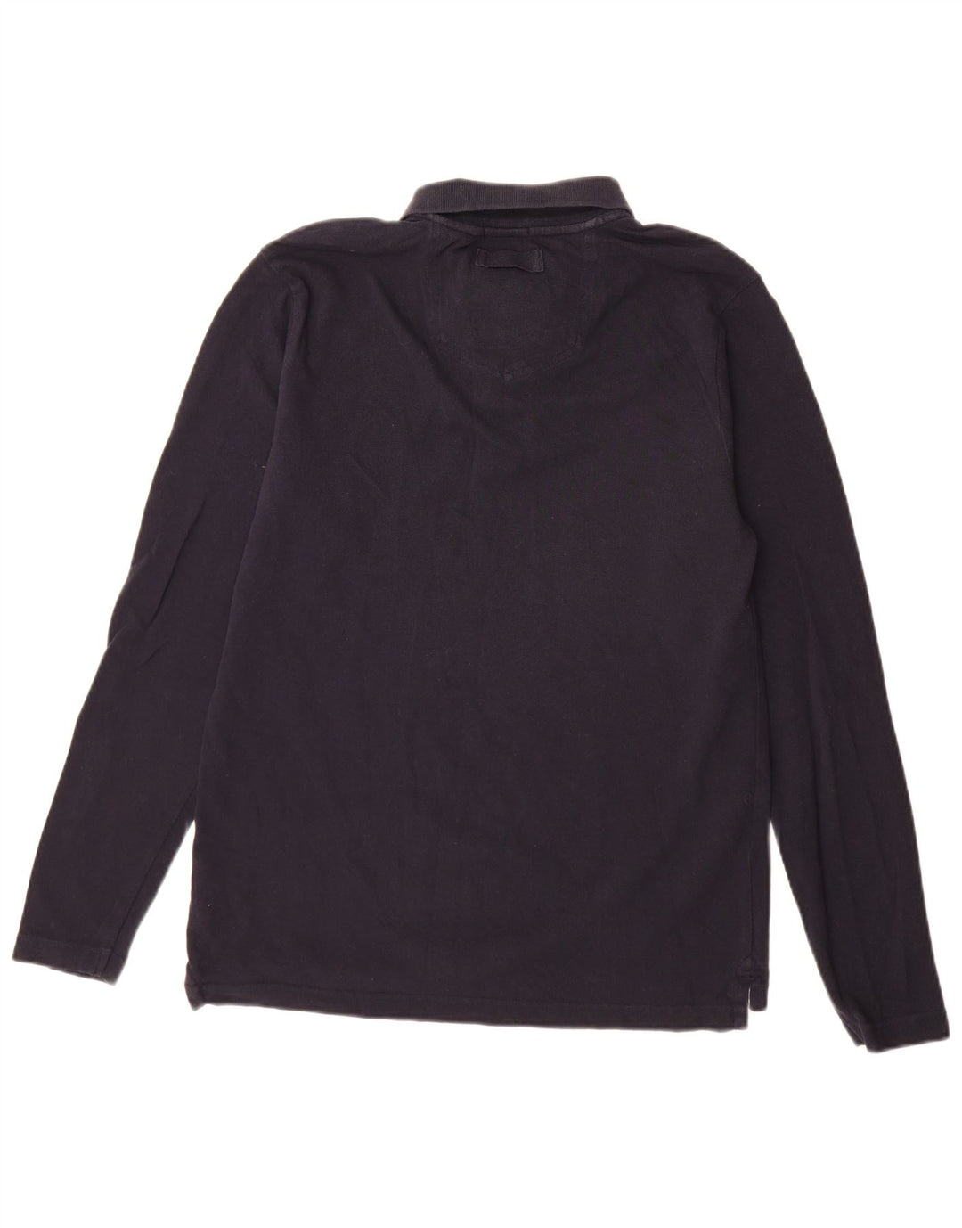 Fedt ansigt herre langærmet poloshirt Medium marineblå bomuld