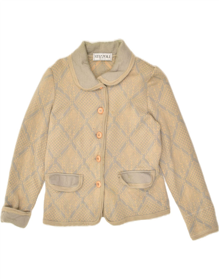 STIZZOLI Womens Knit 5 Button Blazer Jacket UK 12 Medium Beige | Vintage STIZZOLI | Thrift | Second-Hand STIZZOLI | Used Clothing | Messina Hembry 