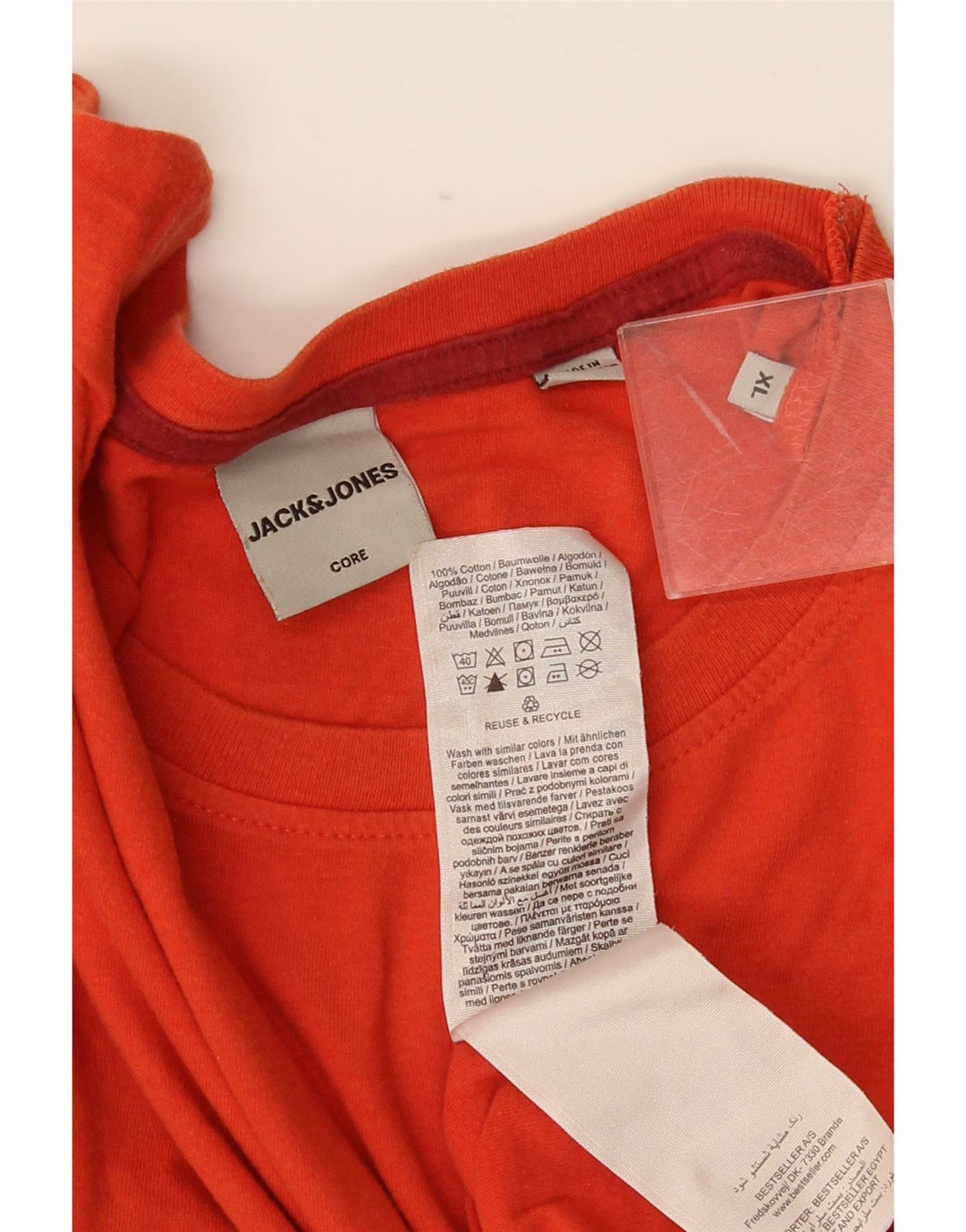 JACK & JONES Herre T-Shirt Top XL Orange Bomuld