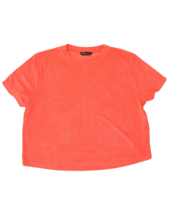 Marks & Spencer Dame T-Shirt Top UK 14 Stor Pink Bomuld