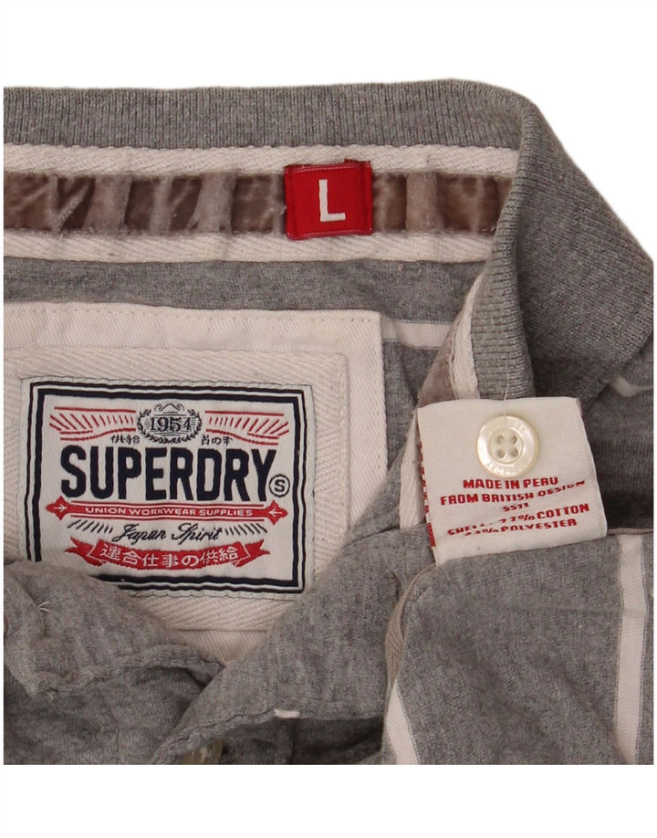 Superdry Grafisk Rugby Polo Shirt til mænd Stor, grå stribet polyester