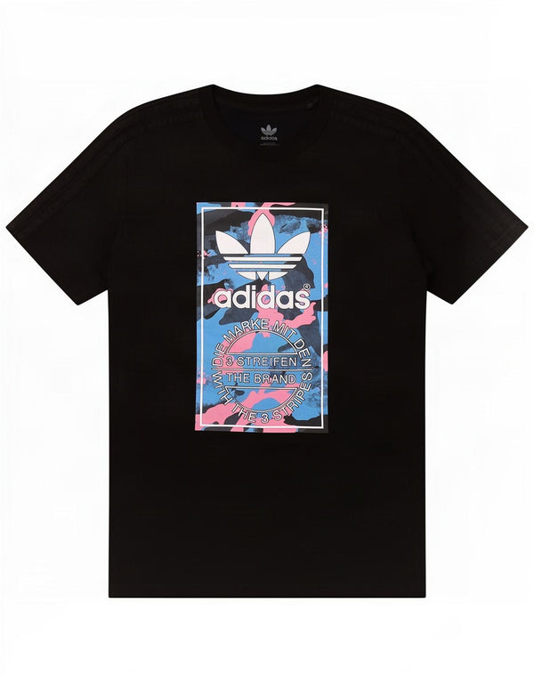 Adidas Drenge Tre Stripes Grafisk T-Shirt Top 13-14 år Sort Bomuld