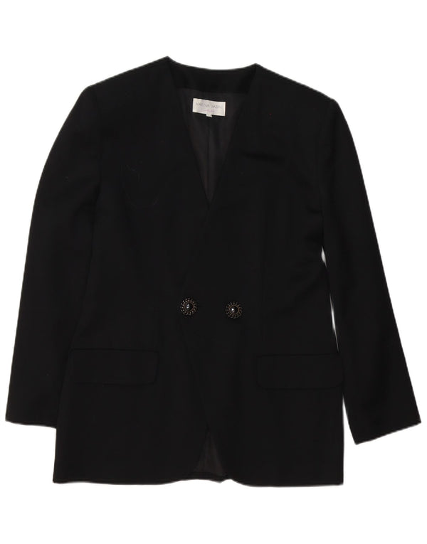 Marina Babini Dame Dobbeltradet Blazer Jacket IT 44 Medium Sort Uld