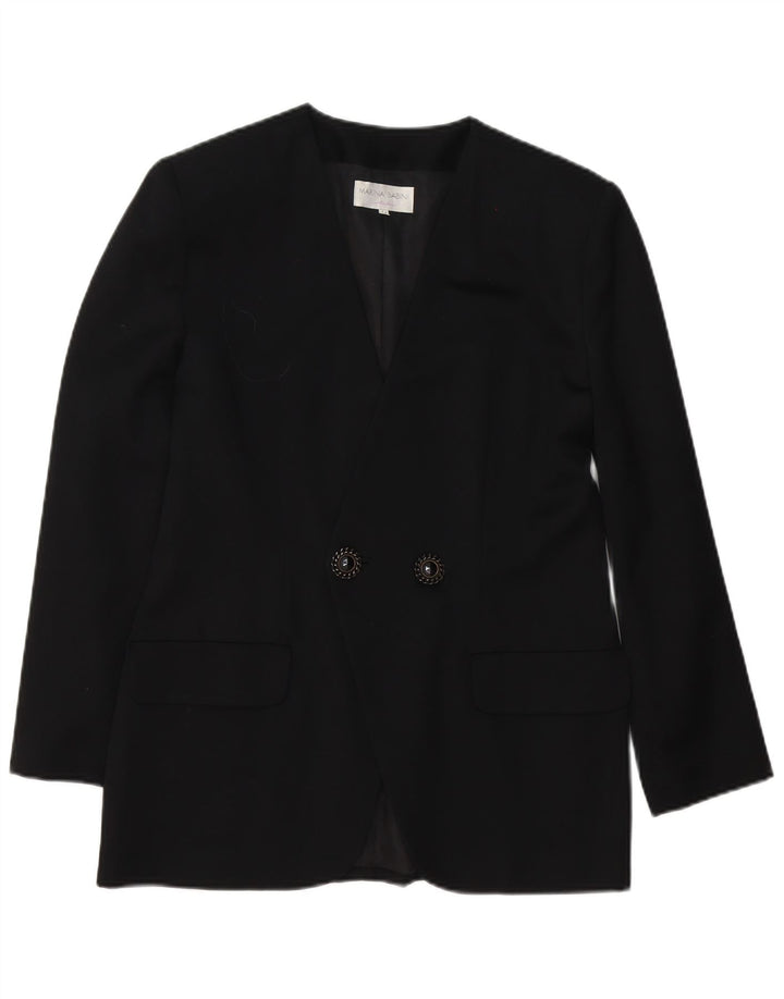 Marina Babini Dame Dobbeltradet Blazer Jacket IT 44 Medium Sort Uld