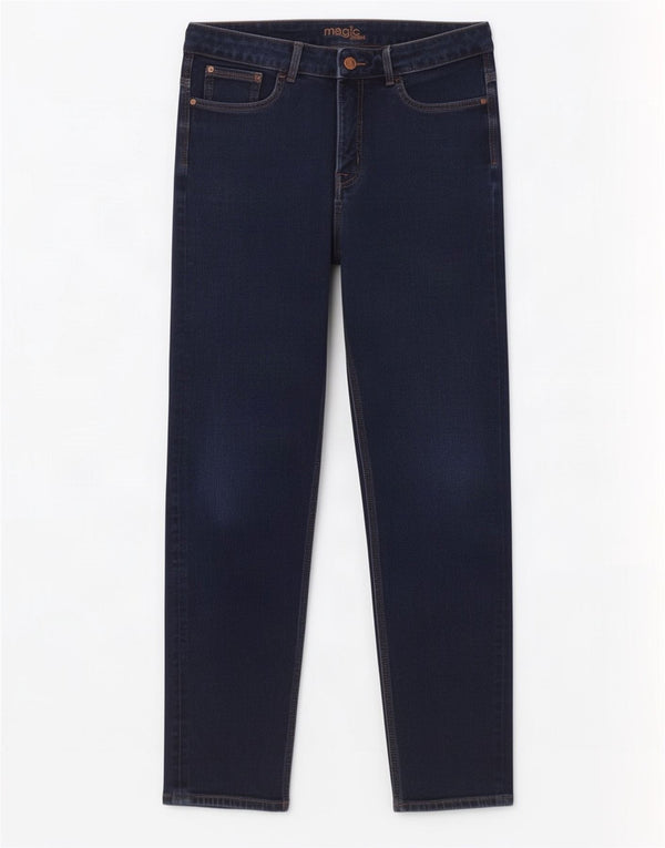 Marks & Spencer Dame Straight Jeans UK 14 Large W32 L29 Navy Blue Bomuld