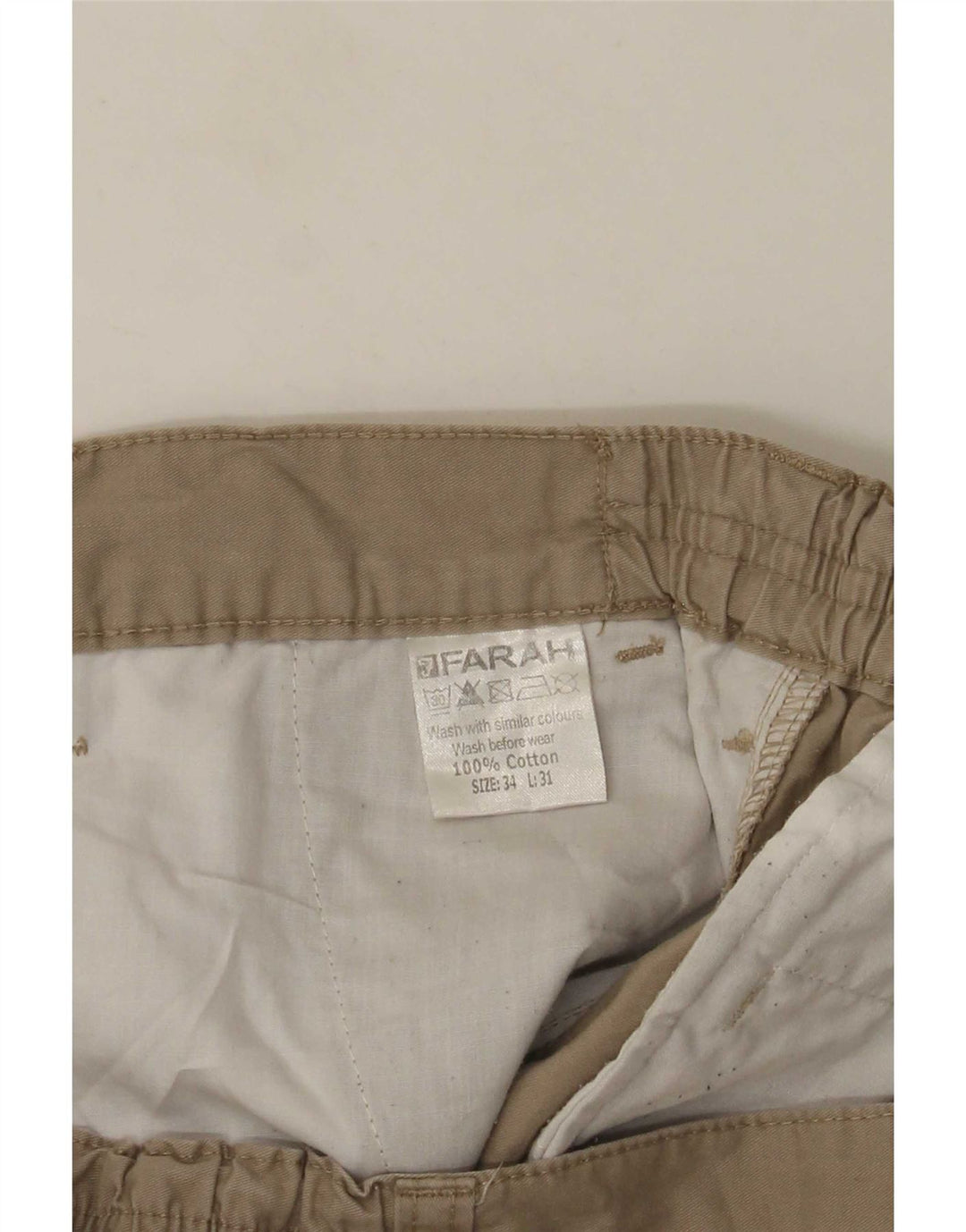 Farah Straight Cargo bukser til mænd W34 L31 Beige bomuld