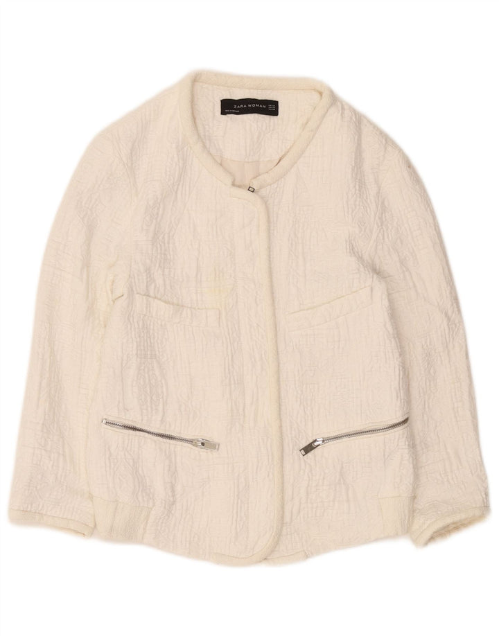 Zara Womens Utility Jacket UK 6 XS Hvid Polyester