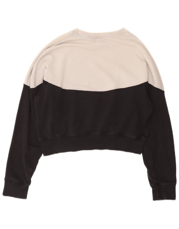 Nike Womens Crop Sweatshirt Jumper UK 14 Medium Sort Colourblock Bomuld