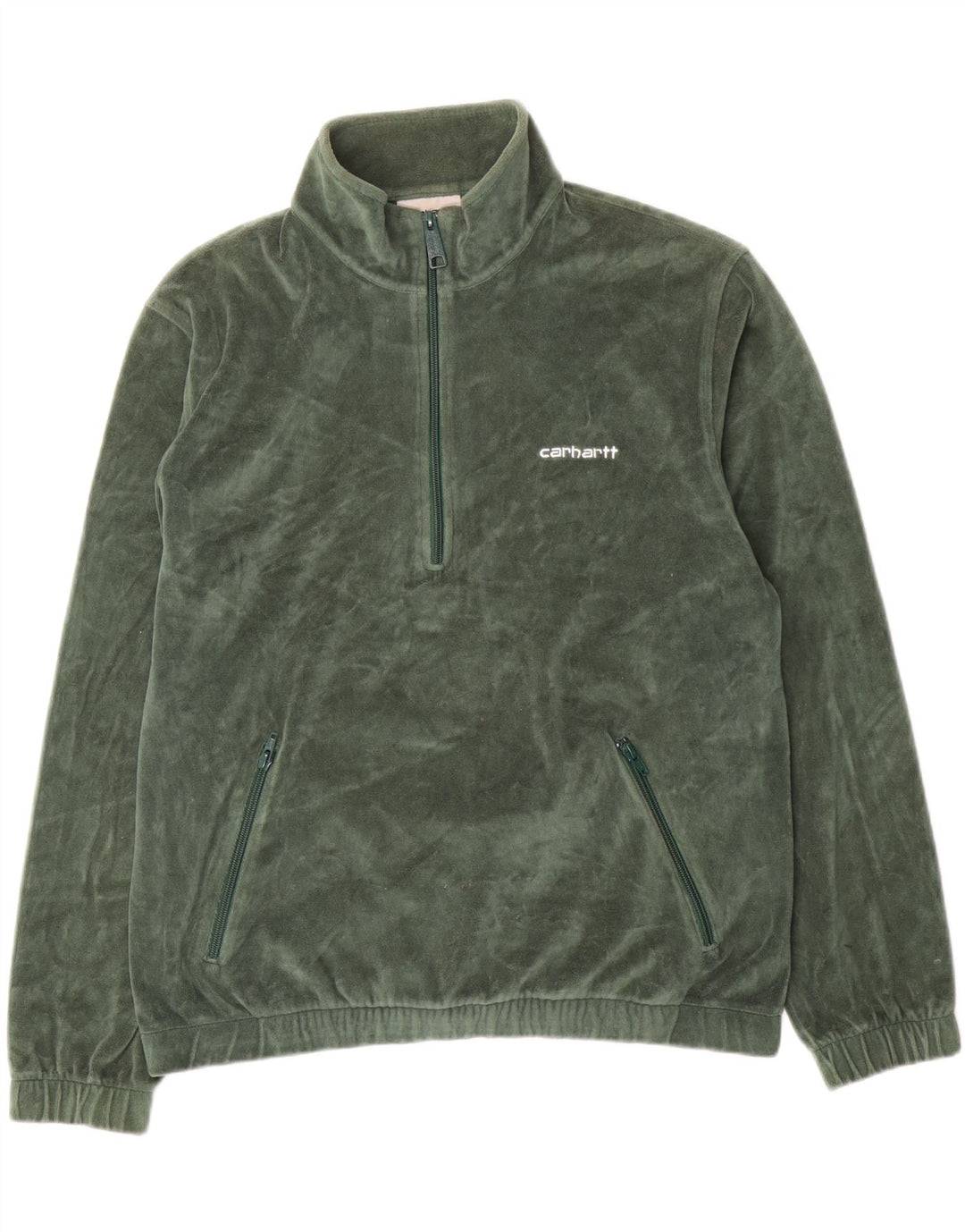 Carhartt Sweatshirt med lynlås til mænd, lille grøn bomuld