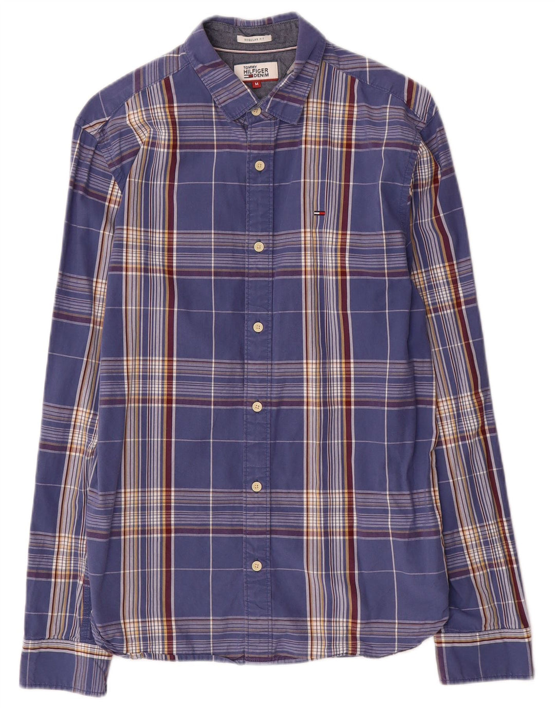 Tommy Hilfiger Herre Regular Fit skjorte Medium blå ternet bomuld