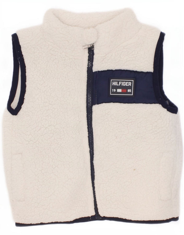 Tommy Hilfiger Baby Girls Fleece Gilet 6-9 måneder Hvid Colourblock