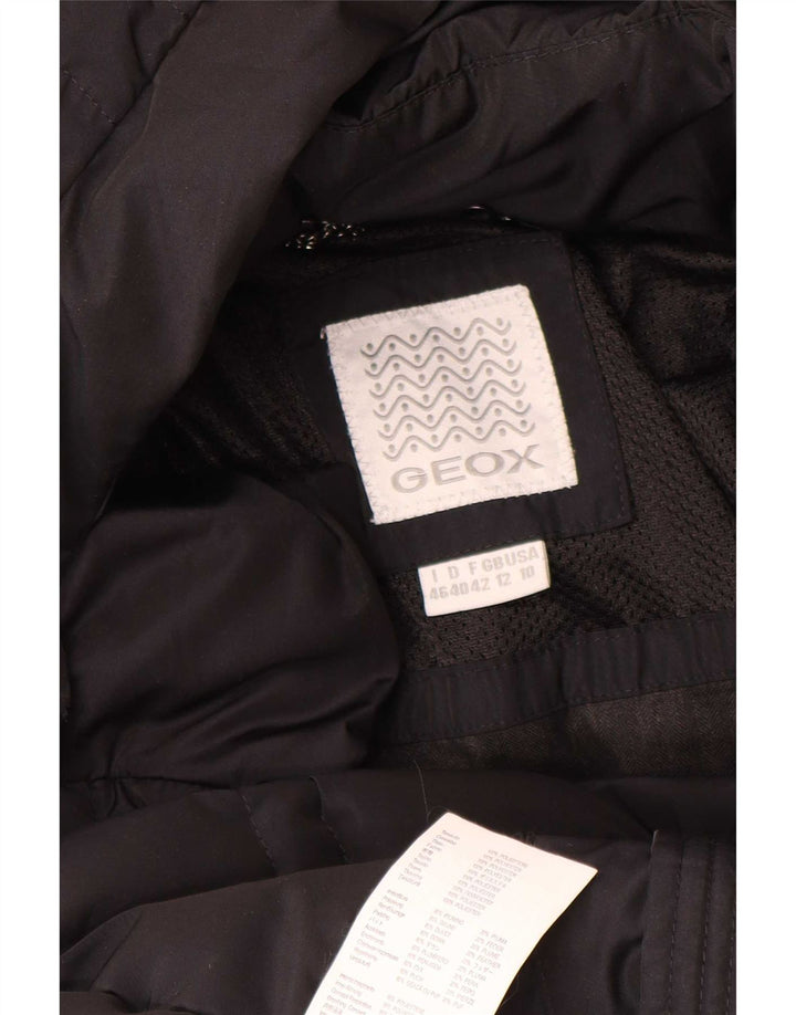 Geox Polstret frakke med hætte til kvinder UK 12 Medium Sort Polyester