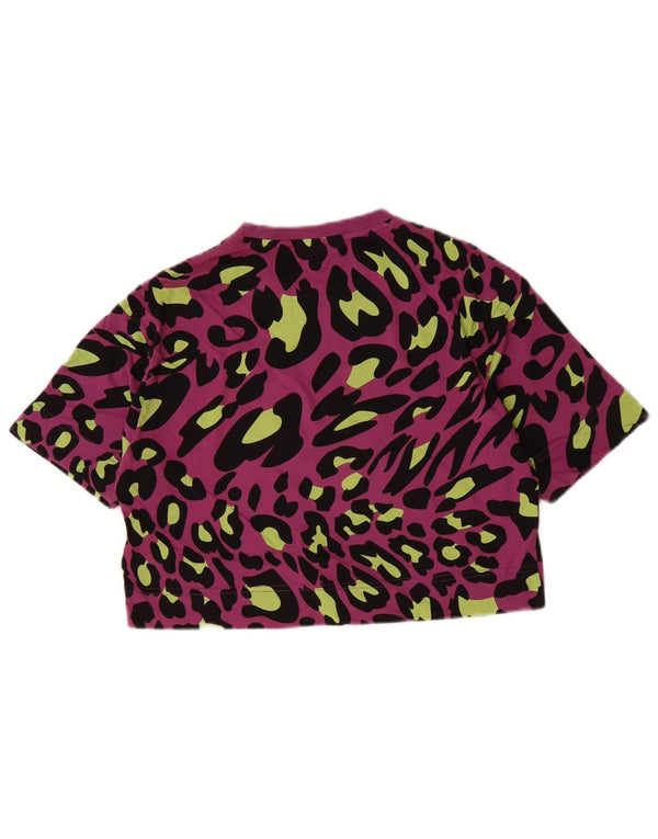 Fila Girls Crop grafisk T-shirt top 11-12 år Lilla dyreprint bomuld