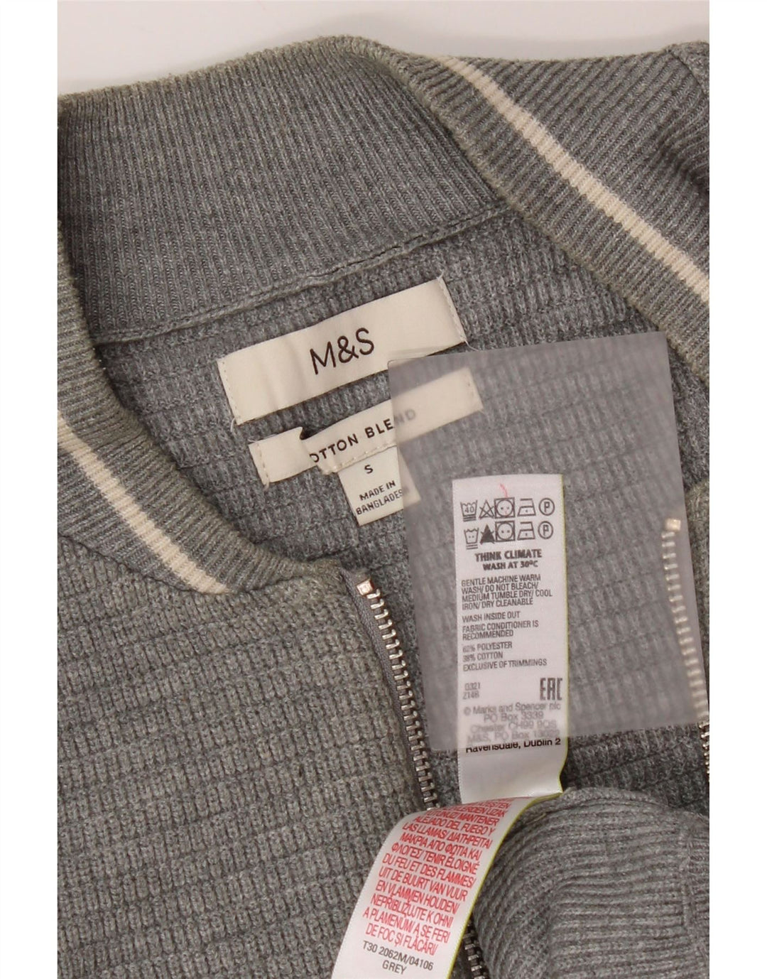Marks & Spencer Herre Cardigan Sweater Lille Grå Polyester