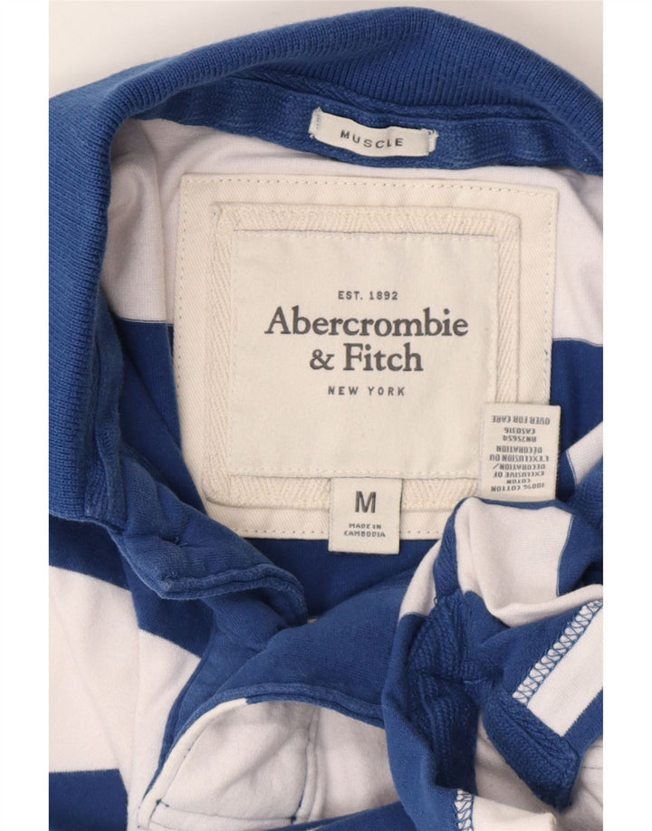 ABERCROMBIE & FITCH Herre Muscle Rugby Polo Shirt Medium Marineblå Stribet