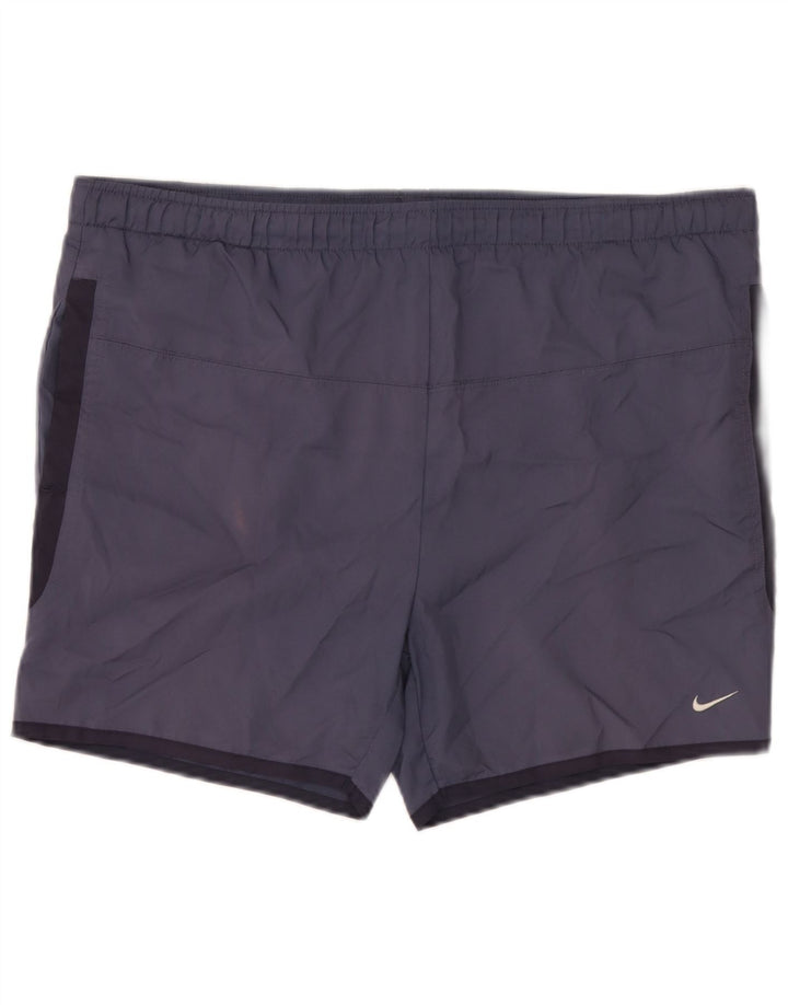 Nike Badeshorts til mænd UK 39/41 Medium Navy Blue Colourblock Polyester