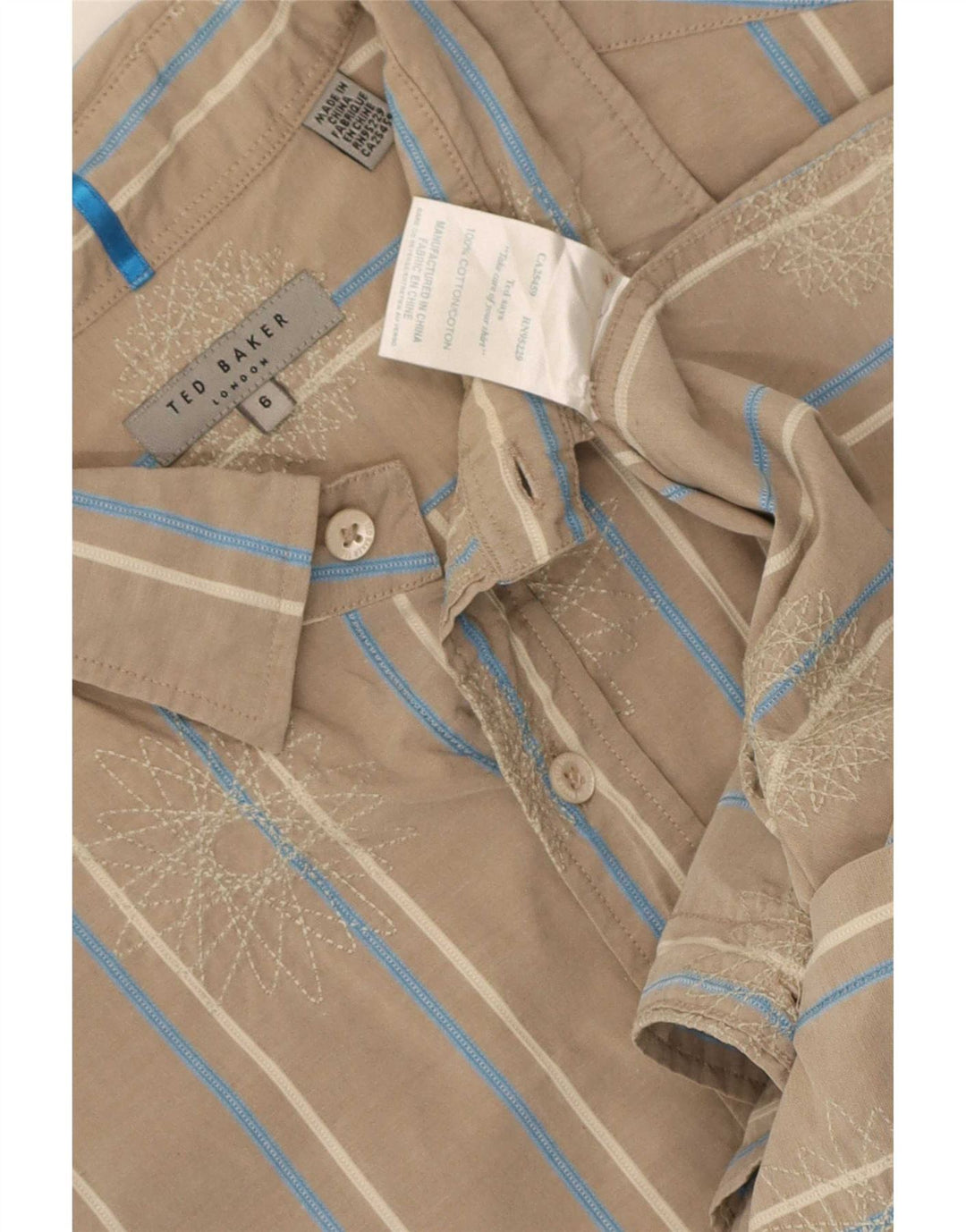 Ted Baker Herreskjorte str. 6 2XL Beige Stribet Bomuld