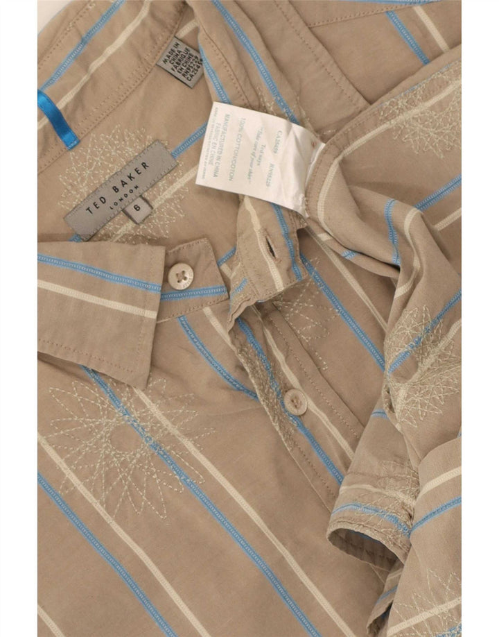 Ted Baker Herreskjorte str. 6 2XL Beige Stribet Bomuld
