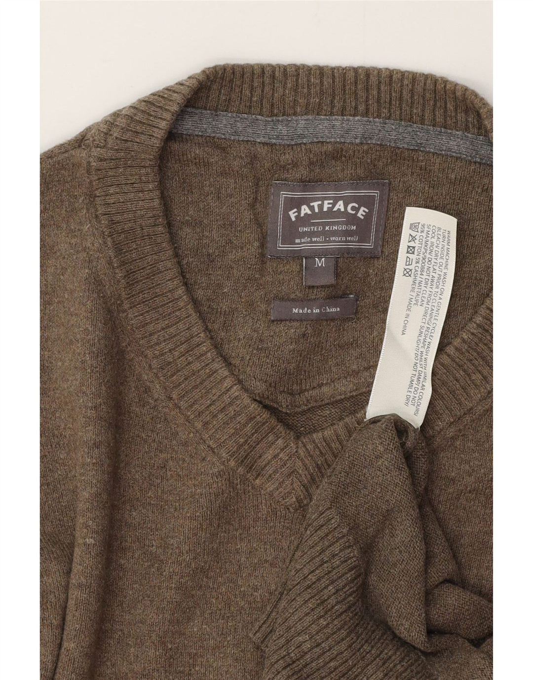 FAT FACE Herre V-hals sweater Medium Grå Bomuld