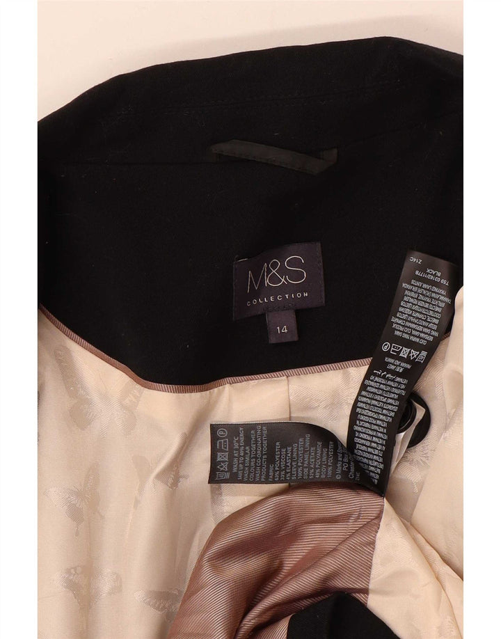 Marks & Spencer Dame 1-knaps blazerjakke UK 14 Medium Sort Polyester
