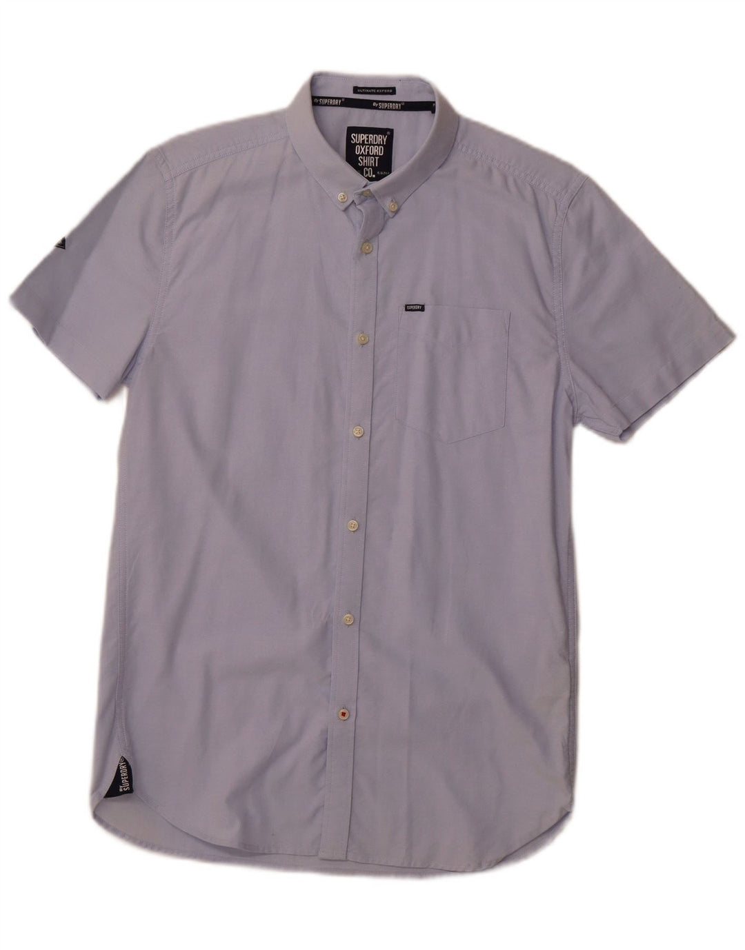 SUPERDRY Kortærmet Herreskjorte Medium Blue Bomuld