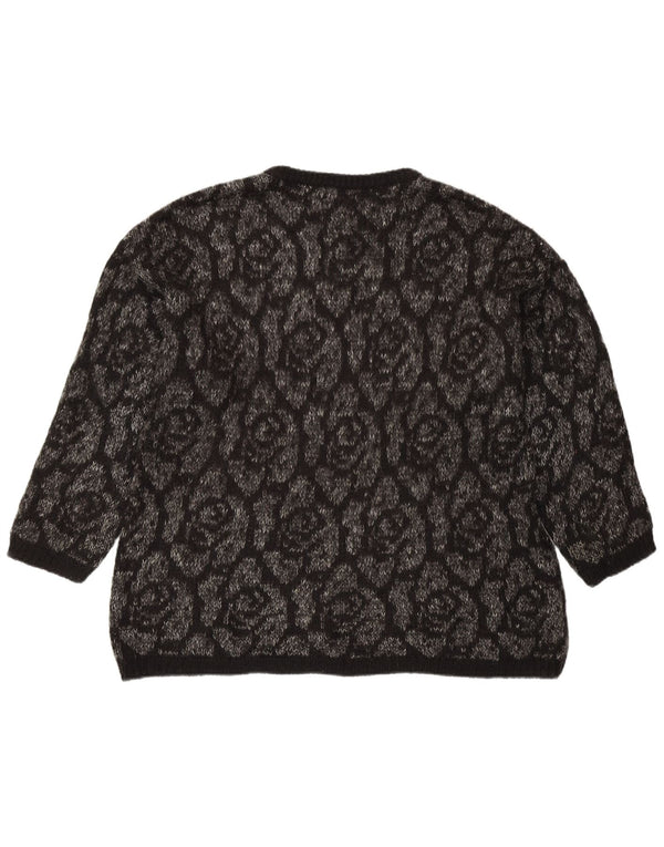 BENETTON Dame sweater med rund hals DK 18 XL sort blomster