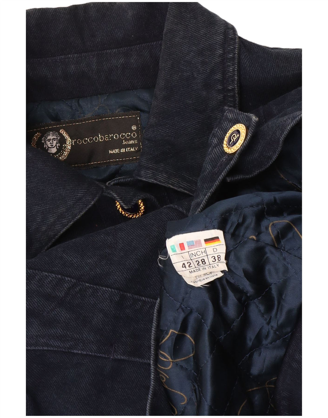 Roccobarocco Dame denimjakke IT 42 Medium Navyblå Bomuld