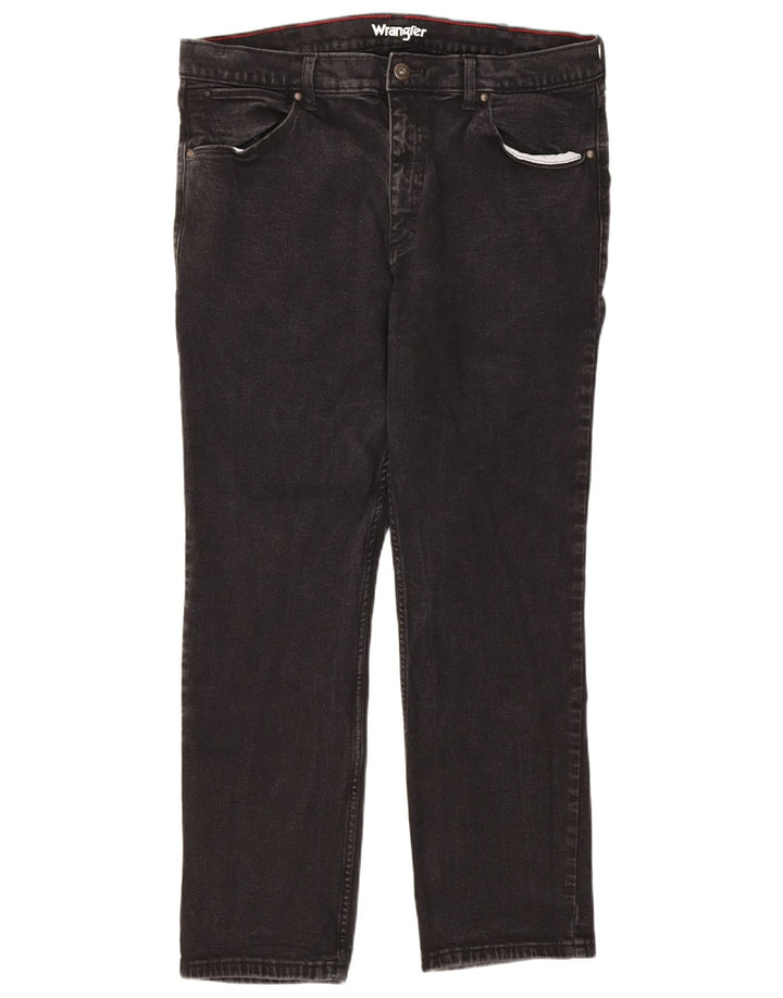 Wrangler Herre Regular Straight Jeans W38 L30 Sort Bomuld