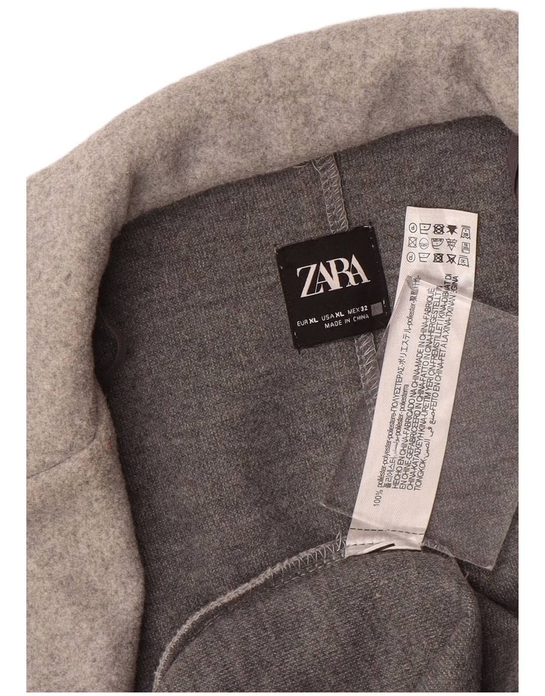 ZARA Åben overfrakke til kvinder UK 18 XL Grå polyester