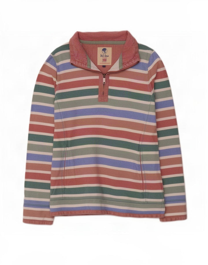 Fat Face Dame 1/4 Zip Sweatshirt Jumper UK 10 Small Multicolored Striped
