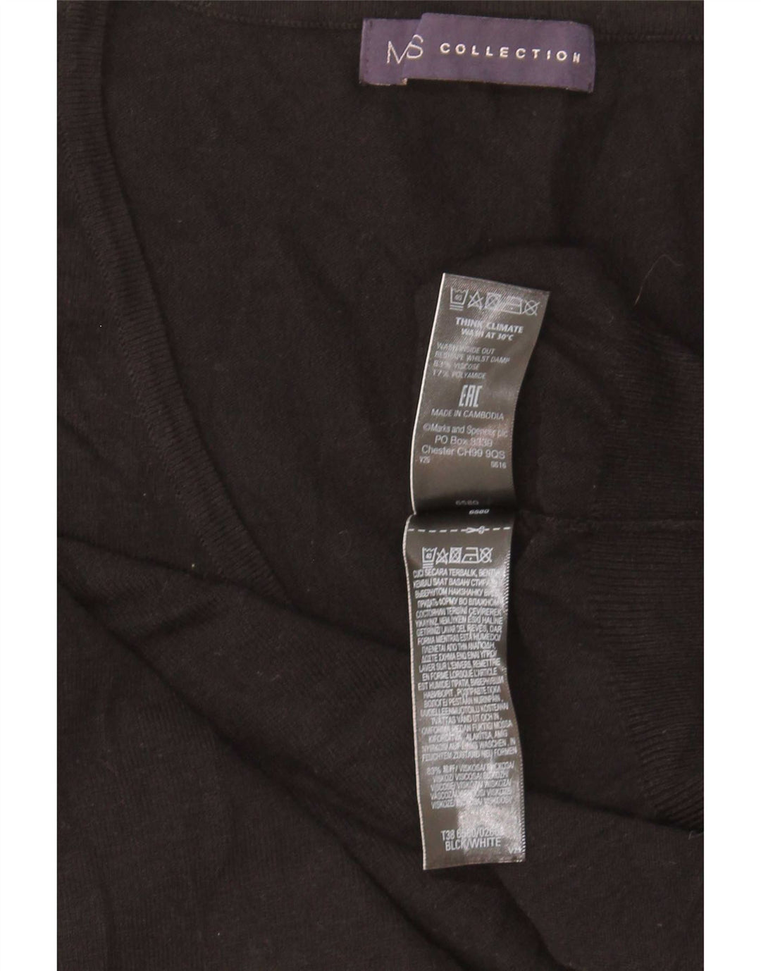 Marks & Spencer Dame V-hals sweater UK 14 Medium Black Viscose