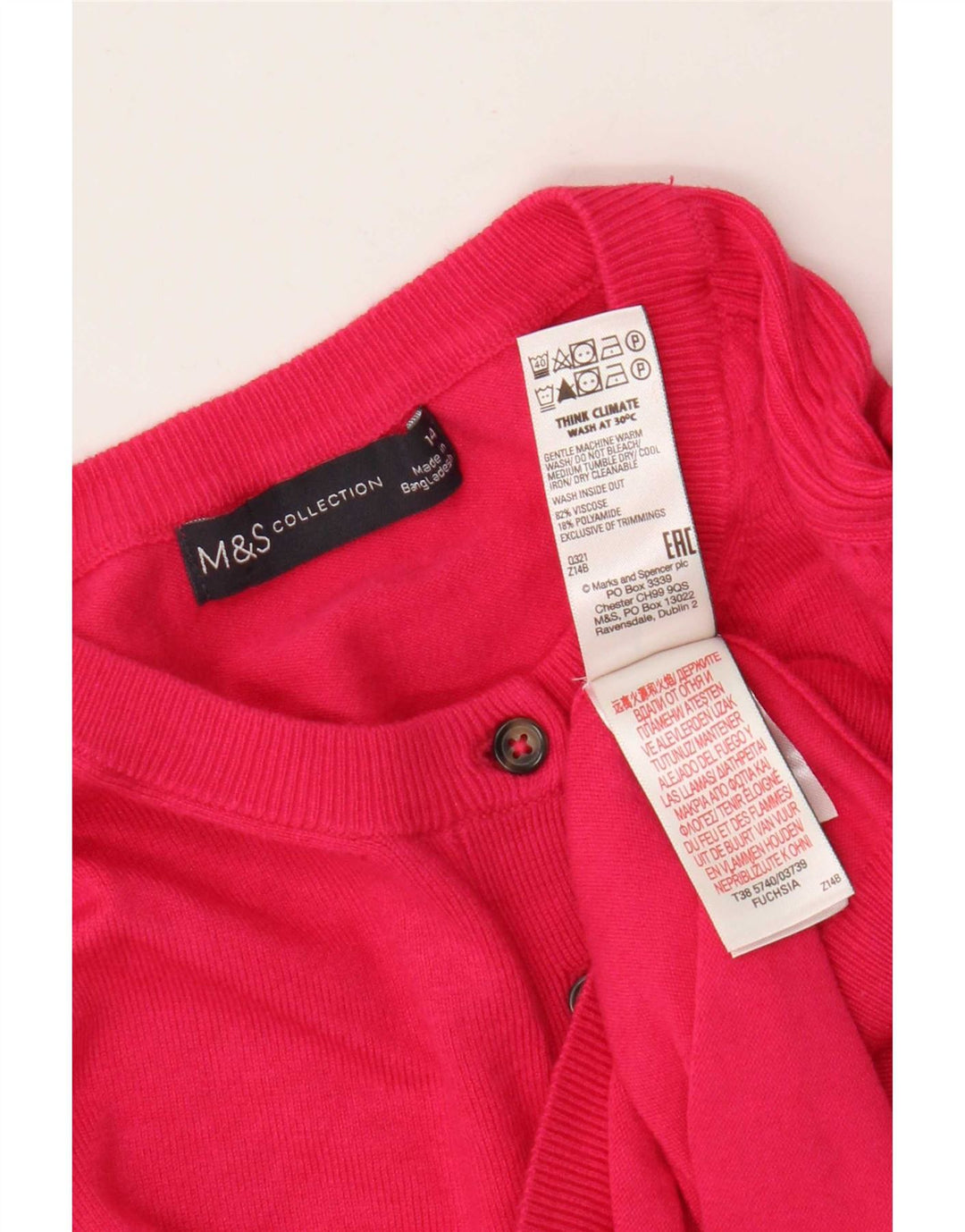 Marks & Spencer Dame Cardigan Sweater UK 14 Medium Pink Viscose