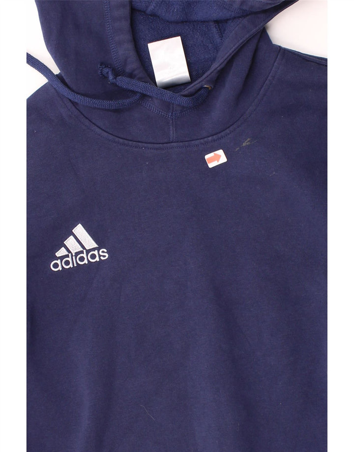 ADIDAS Mens Hoodie Jumper Medium Navy Blue Cotton Vintage Adidas and Second-Hand Adidas from Messina Hembry 