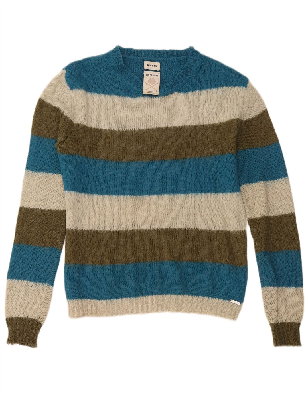 Diesel Herre Boat Neck Jumper Sweater Lille Flerfarvet Stribet Akryl