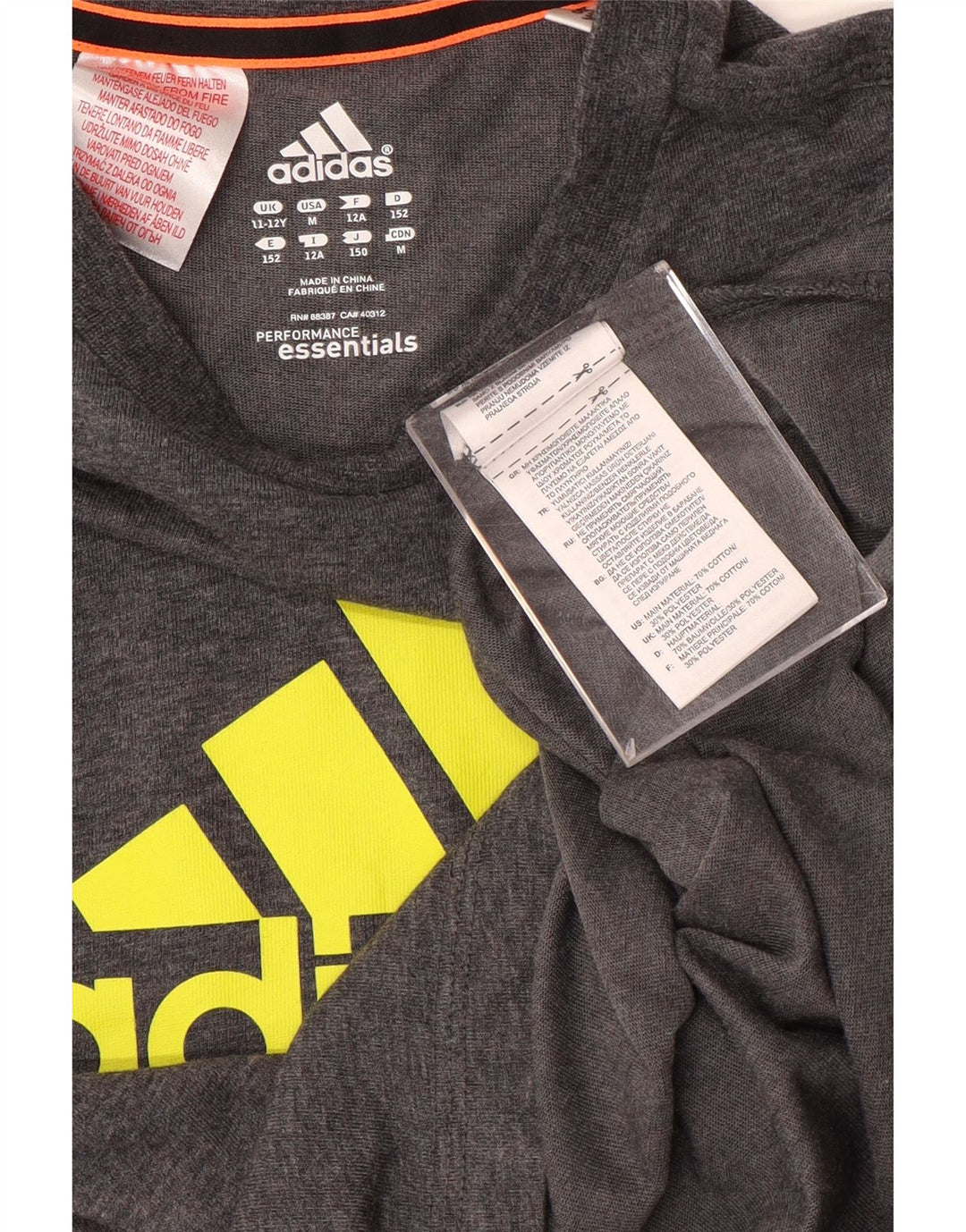 Adidas drenge grafisk t-shirt top 11-12 år grå bomuld